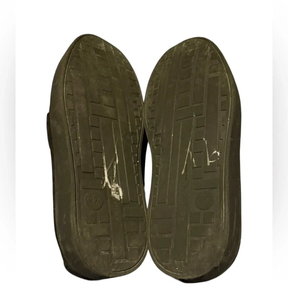 Aquatalia Lorita Genuine Suede Leather Platform Sole Slip-On Loafer Black Sz 6.5